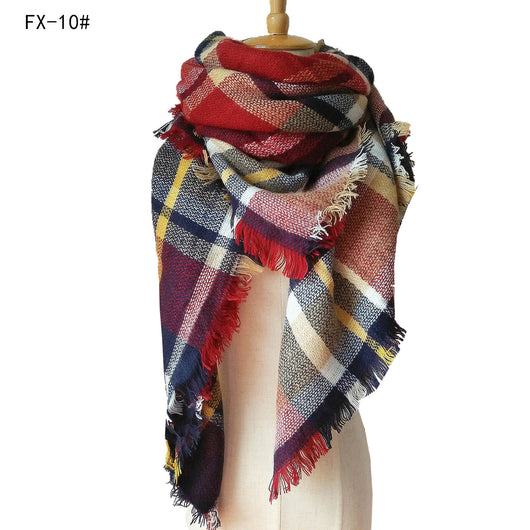 Bufanda Reversible a Cuadros Multicolor con Tacto Cachemira - Image 12