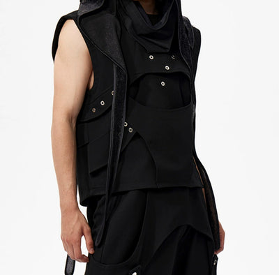 Chaleco Negro de Diseño Deconstruido en Poliéster - Image 15