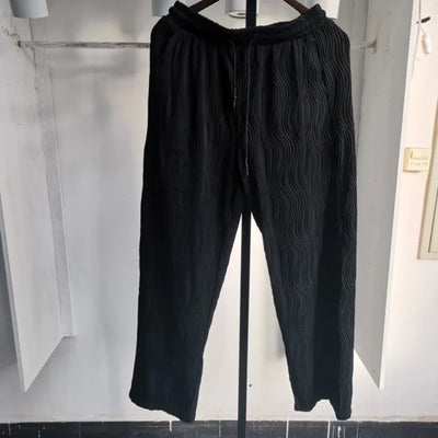Pantalones Casuales Anchos de Seda Helada con Drapeado Suelto para Hombre - Image 8