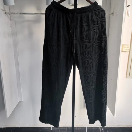 Pantalones Casuales Anchos de Seda Helada con Drapeado Suelto para Hombre - Image 8