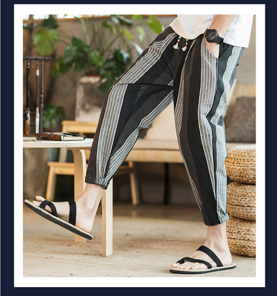 Pantalones Casuales Hombre Talla Grande Algodón Lino Estilo Japonés - Image 5
