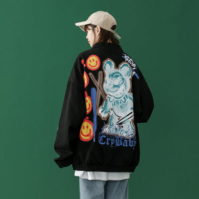 Chaqueta Casual Suelta Estilo Hong Kong con Diseño Pintado a Mano - Image 4