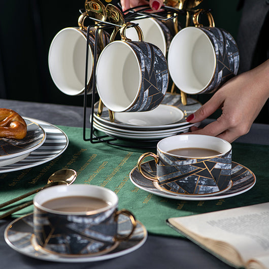 Taza de Café con Plato a Cuadros Diamante - Image 5