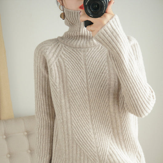 Suéter de Cuello Alto en Lana para Mujer - Pullover Tejido de Manga Larga - Image 4