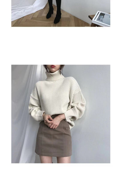 Suéter Suelto de Cuello Alto para Mujer - Abrigo Grueso y Cálido - Image 9