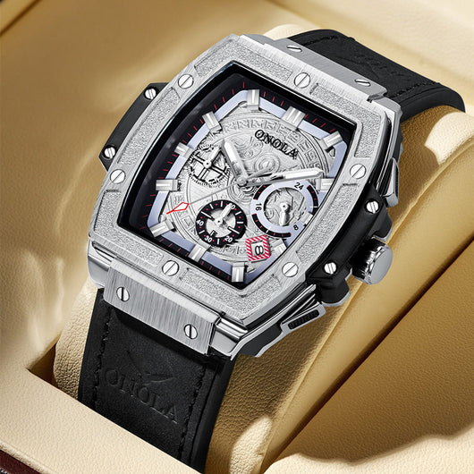 Reloj Multifuncional para Hombre con Correa de Cuero Genuino Resistente al Agua - Image 7