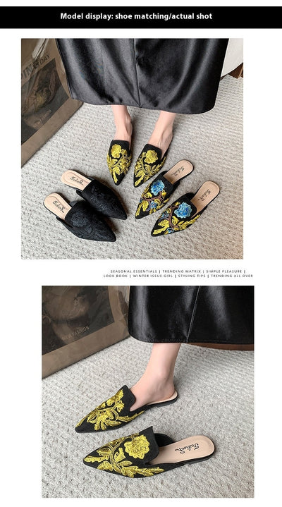 Pantuflas Bordadas Baotou Estilo Nacional para Mujer - Comodidad de Verano - Image 18