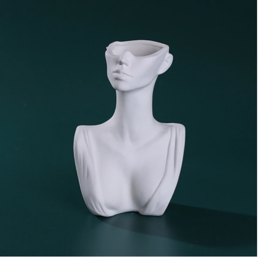 Jarrón Decorativo con Rostro de Cerámica y Flores Artesanales - Image 11