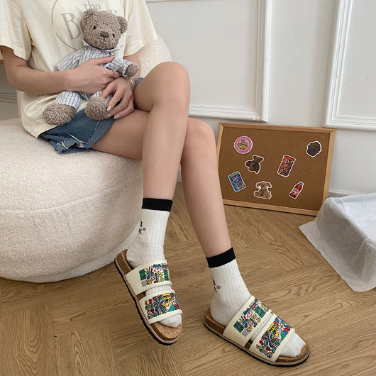 Sandalias Bordadas con Suela de Corcho para Mujer - Image 9