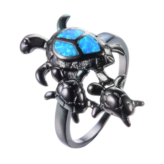 Anillo Tortuga Ópalo Fuego Azul