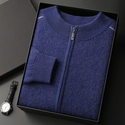 Suéter de Cachemira para Hombre Grueso Cuello Alto Cremallera - Image 9