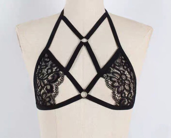 Sostén Halter con Encaje Anudado