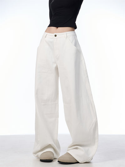 Pantalón Blanco Ancho de Pierna Recta Casual y Suelto - Image 14