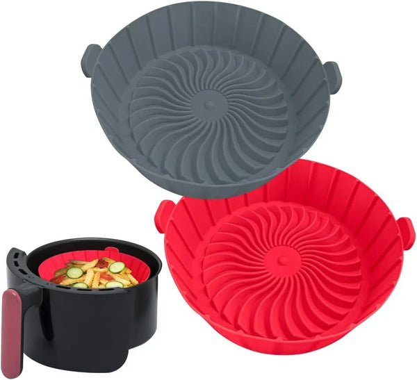 Small Air Fryer Silicone Liners for Cosori/Instant Pot/Chefman/Ninja/Dash/Bella/Gowise/Cosmo Air Fryer 2QT 2.1QT 2.3QT 2.5QT, 2 Pack Reusable Silicone Basket Pot Baking Tray Airfryer Accessories - Tekeno
