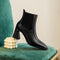 Botas Tejidas Elásticas Punta Cuadrada Tacón Alto