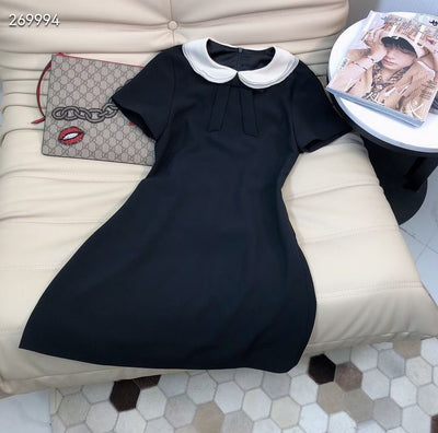 Vestido A-Línea con Cuello de Solapa Contrastado y Detalle de Moño - Image 6