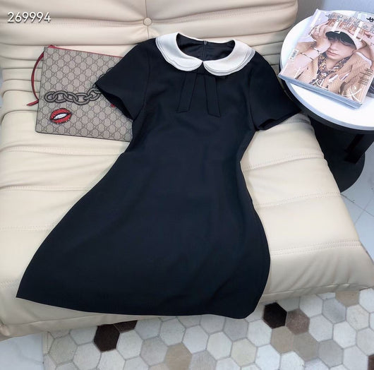 Vestido A-Línea con Cuello de Solapa Contrastado y Detalle de Moño - Image 6