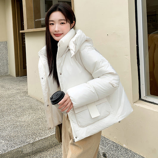 Chaqueta Acolchada de Plumas para Mujer con Capucha - Corta y Elegante
