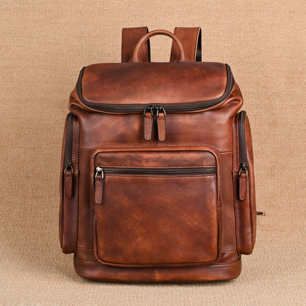 Mochila de Cuero Genuino Doble Capa para Hombre - Ideal para Viajes y Aventuras