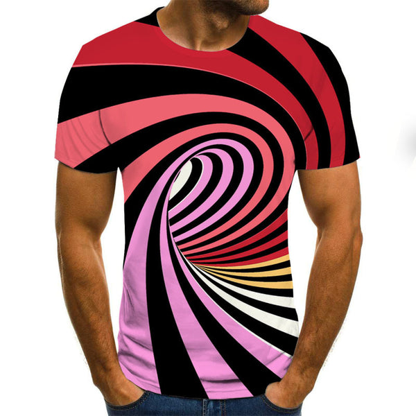 Playera Casual con Estampado 3D Remolino Digital Cuello Redondo