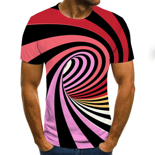 Playera Casual con Estampado 3D Remolino Digital Cuello Redondo - Image 2