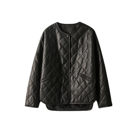 Abrigo de Piel de Oveja con Patrón Rombos para Mujer - Image 6