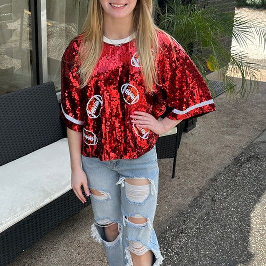 Blusa Deportiva con Lentejuelas - Corte Holgado y Casual - Image 2
