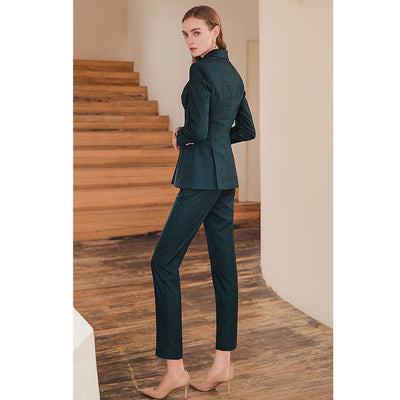 Conjunto de Traje Ejecutivo Cuadros Verde Oscuro Premium - Image 6