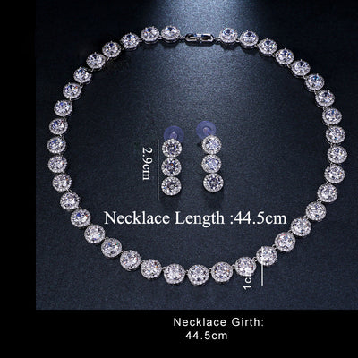 Conjunto de Collar y Aretes de Circonita Redonda Lujo - Image 8