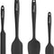 Silicone Spatula Set, Food Grade Rubber Spatula High Heat-Resistant Premium Bpa-Free One Piece Seamless Design Cooking Spatulas Dishwasher Safe Bpa-Free 4 Pack (Black)