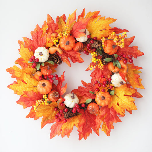 Corona de Cosecha Otoñal con Calabaza y Bayas - Decoración Colgante para Puerta Acción de Gracias - Image 9