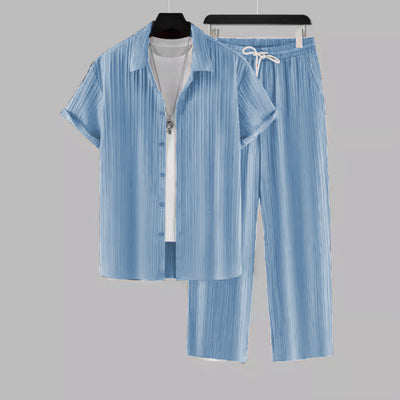 Traje Ejecutivo de Rayas con Camisa Manga Corta y Pantalón - Image 4
