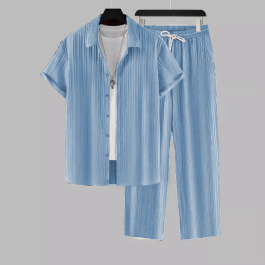Traje Ejecutivo de Rayas con Camisa Manga Corta y Pantalón - Image 4