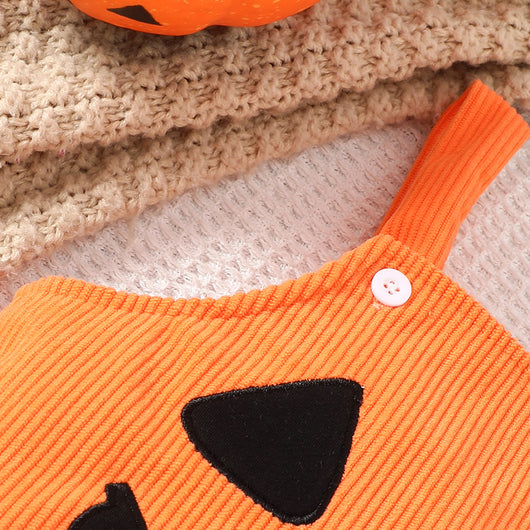 Pantalón Peto de Pana Halloween con Bordado Calabaza y Grimace para Bebé - Image 12