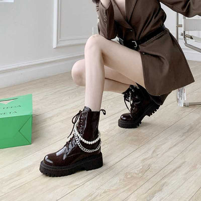 Botas Cortas para Mujer con Tacón Grueso y Punta Redonda - Image 10