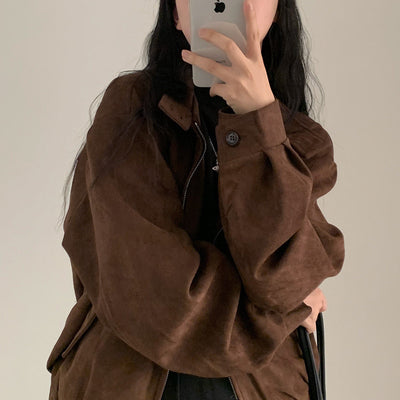 Abrigo Retro de Ante Cálido con Doble Cierre - Perfecto para Otoño Invierno - Image 46