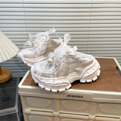 Zapatos para Bebé Niña con Moño de Encaje Perla