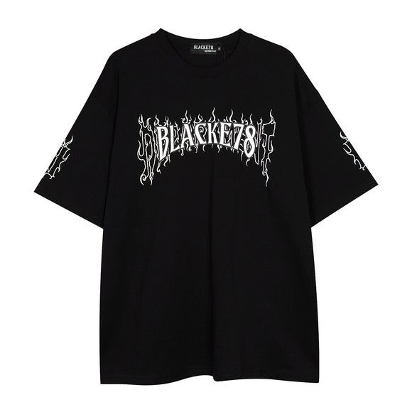 Playera Hombre Estampado Letras Flama