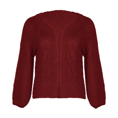 Cardigan Jacquard de Color Liso - Suéter Casual Holgado para Mujer - Image 8