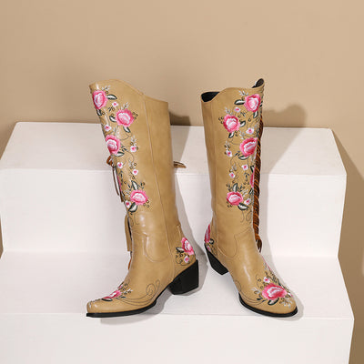 Botas Vaqueras Altas con Bordados y Flecos en Mangas - Image 11