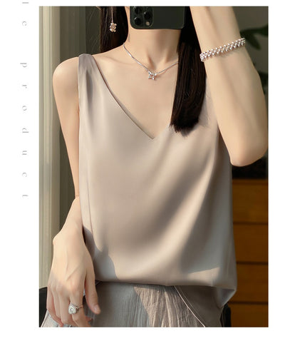 Blusa Suelta sin Mangas con Base Satinada Sedosa - Image 19