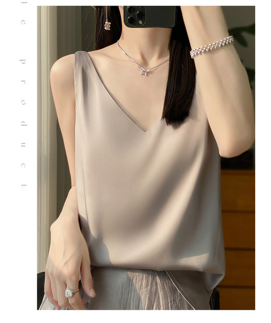 Blusa Suelta sin Mangas con Base Satinada Sedosa - Image 19