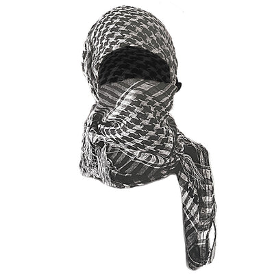 Pañuelo Táctico Keffiyeh Cuadros Houndstooth con Borlas Desértico - Image 5