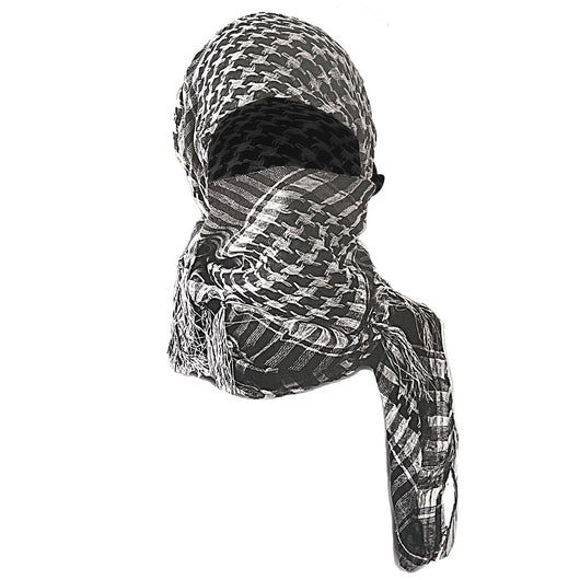 Pañuelo Táctico Keffiyeh Cuadros Houndstooth con Borlas Desértico - Image 5