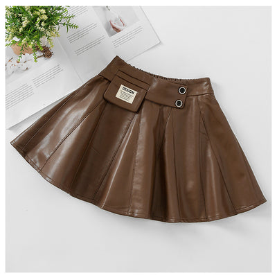 Falda de Cuero Infantil Estilo Coreano para Otoño Invierno - Image 10