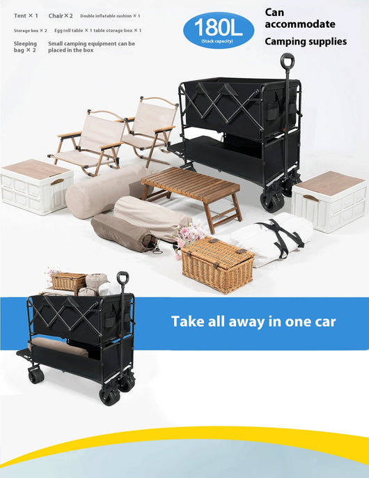Carrito de Compras Plegable de Gran Capacidad con Doble Bandeja - Image 7