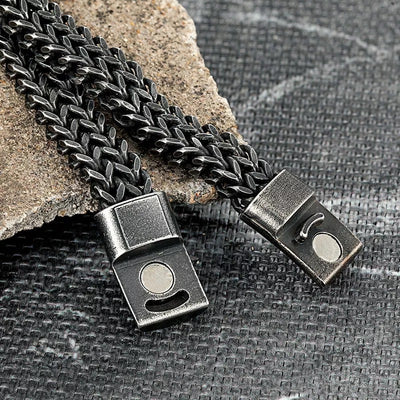 Pulsera Hombre Vintage Punk Cadena Doble Acero Inoxidable Negro - Image 3