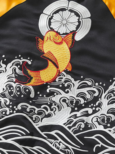 Chaqueta Bordada Premium Carpa Koi Saltando la Puerta del Dragón - Image 15
