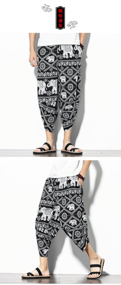 Pantalones Baggy de Algodón y Lino con Estampado - Corte Suelto y Cómodo - Image 20