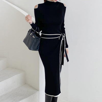 Vestido Suéter Tejido con Escote Cruzado y Cordones - Image 18